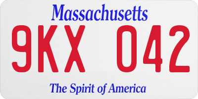 MA license plate 9KX042