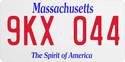 MA license plate 9KX044