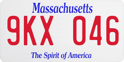MA license plate 9KX046