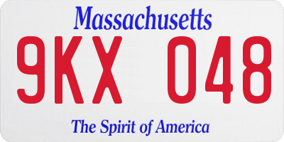 MA license plate 9KX048