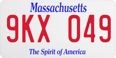 MA license plate 9KX049