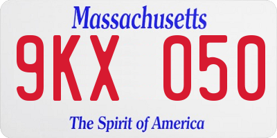 MA license plate 9KX050