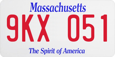 MA license plate 9KX051