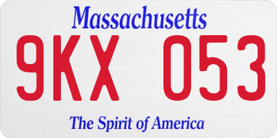 MA license plate 9KX053