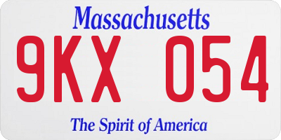 MA license plate 9KX054