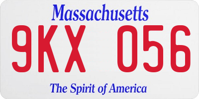 MA license plate 9KX056