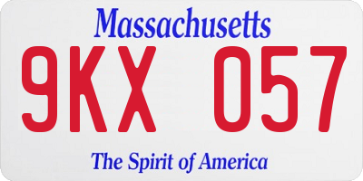 MA license plate 9KX057