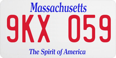 MA license plate 9KX059