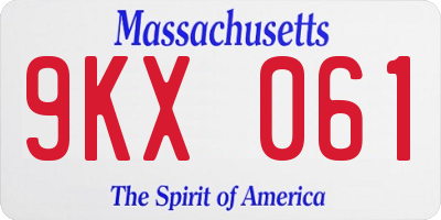 MA license plate 9KX061