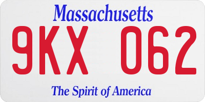MA license plate 9KX062