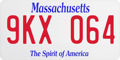 MA license plate 9KX064