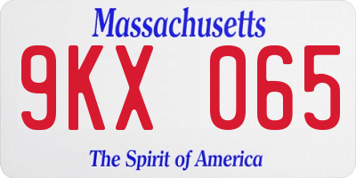 MA license plate 9KX065