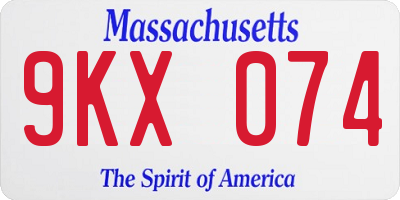 MA license plate 9KX074
