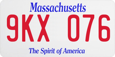 MA license plate 9KX076