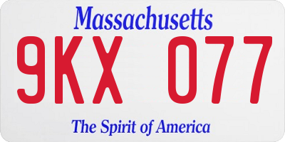 MA license plate 9KX077