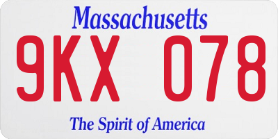 MA license plate 9KX078