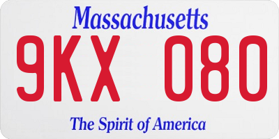 MA license plate 9KX080