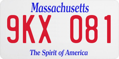 MA license plate 9KX081