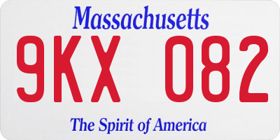 MA license plate 9KX082