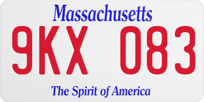 MA license plate 9KX083
