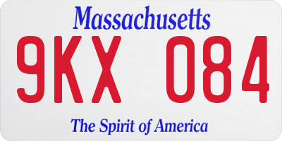 MA license plate 9KX084