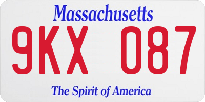 MA license plate 9KX087
