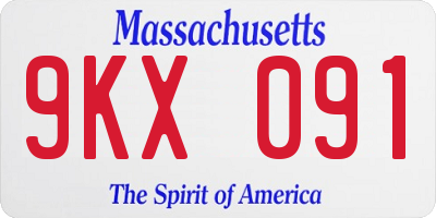 MA license plate 9KX091