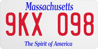 MA license plate 9KX098
