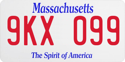 MA license plate 9KX099