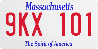 MA license plate 9KX101