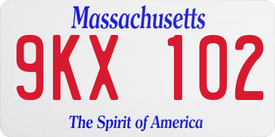 MA license plate 9KX102