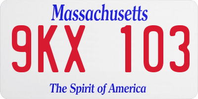 MA license plate 9KX103