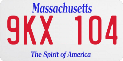 MA license plate 9KX104