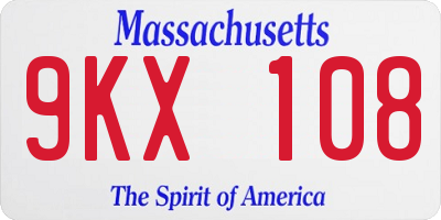 MA license plate 9KX108