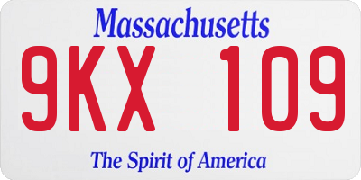 MA license plate 9KX109