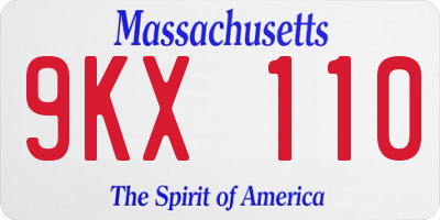 MA license plate 9KX110