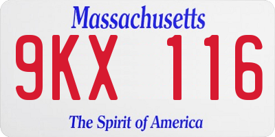 MA license plate 9KX116