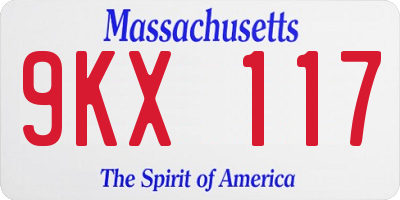 MA license plate 9KX117