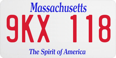 MA license plate 9KX118