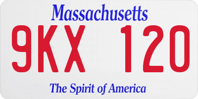 MA license plate 9KX120