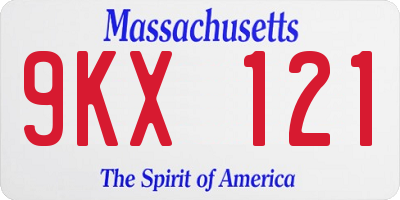 MA license plate 9KX121