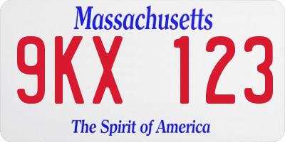 MA license plate 9KX123