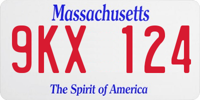 MA license plate 9KX124