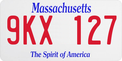 MA license plate 9KX127