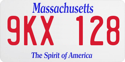 MA license plate 9KX128