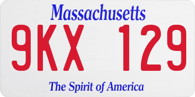 MA license plate 9KX129