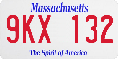 MA license plate 9KX132