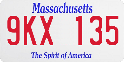 MA license plate 9KX135