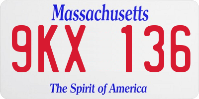 MA license plate 9KX136
