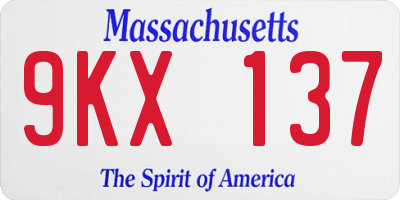 MA license plate 9KX137
